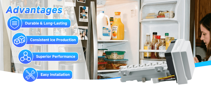 W10882923 Refrigerator Ice Maker, Compatible with Whirlpool Maytag KitchenAid, Replaces W10377151 AP6037857 W10377147 PS11769140, Stable & Efficient Ice Production
