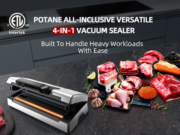 Precision Vacuum Machine,Pro Food Sealer with Built-in Cutter and Bag Storage(Up to 20 Feet Length), Both Auto&Manual Options,2 Modes,Includes 2 Bag Rolls 11”x16’ and 8”x16’,Compact Design