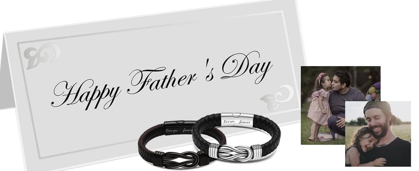Gift for Men Infinity Bracelet for Men Dad Husband Boyfriend Son Grandson Brother Nephew Uncle Brown Braided Leather Forever Linked Together Stainless Steel Engraved with Love You Forever Jewelry 7.5|8.5|9 Inches