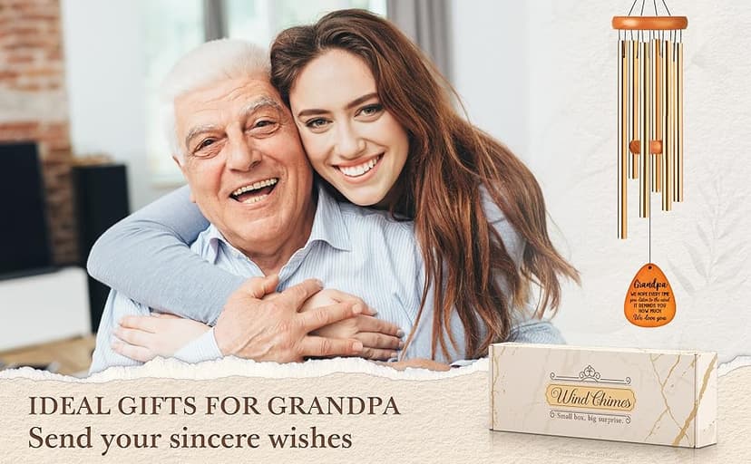 Gifts for Grandpa, Grandpa Wind Chimes, Father's Day Best Gift for Grandpa, Birthday Gift for Grandfather from Granddaughter, Grandson, Grandpa Gifts Ideas for Thanksgiving Christmas