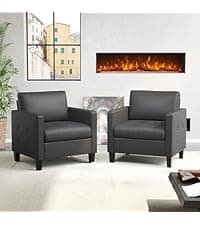 STHOUYN 88” Faux Leather Couch for Living Room, Black Office Couch Small Space, Comfy 3 Seater Couches Leather Sofa with High Backrest (Black)