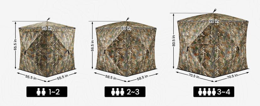TIDEWE Hunting Blind 270°See Through with Carrying Bag for Turkey Hunting, Pop Up Ground Blinds, Portable Resilient Hunting Tent