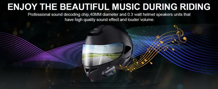 Motorcycle Helmet Bluetooth Headset Speakers with HiFi Sound,Noise Cancellation,1000mAh Battery,25 Hours Use,Boom Mircrophone,Easy to Install Use with Golves,IPX6 Waterproof,Voice Assistant