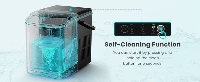 OLIXIS Ice Maker Machine with Handle,26lbs in 24Hrs,9 Ice Cubes in 6 Mins,Auto-Cleaning Portable Ice Maker with Basket and Scoop, Countertop Ice Maker for Home/Kitchen/Camping/RV, Sleek Black