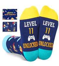 HAPPYPOP Birthday Gifts Ideas for Boys - Socks for Kids Girls Age 5-12 with Greeting Card