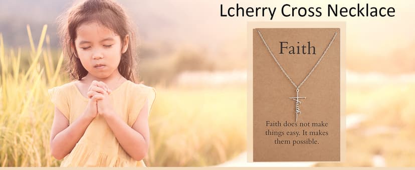 Lcherry Faith Cross Pendant Necklace for Women Religious Christian Jewelry Mother's Day Gifts for Women