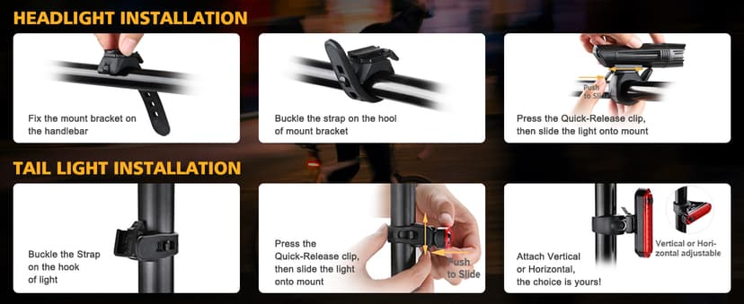 Ascher Ultra Bright USB Rechargeable Bike Light Set, Powerful Bicycle Front Headlight and Back Taillight, 4 Light Modes, Easy to Install for Men Women Kids Road Mountain Cycling B07FC9NRRR