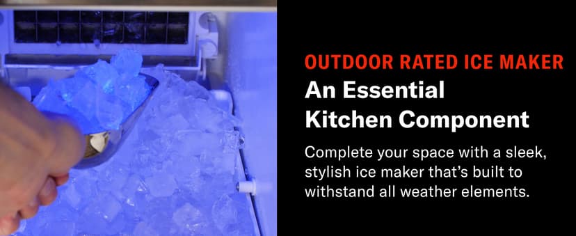 Blaze 15-Inch Outdoor Rated Ice Maker with Gravity Drain – Stainless Steel Machine Produces 50 Lbs. of Ice Daily with 25 Lb. Storage