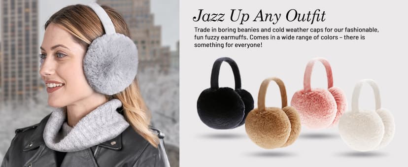 Brook + Bay Ear Muffs Winter Women - Winter Ear Muffs for Women - Adjustable Fluffy Folding Earmuffs - Women's Earmuffs