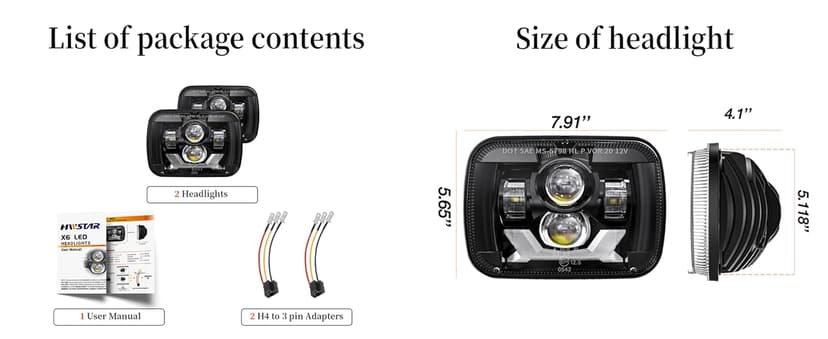HWSTAR Pair 180W 1000% Bright H6054 5x7 7x6 Led Headlights Compatible with Jeep Cherokee XJ Wrangler YJ DOT Anti-glare DRL Turn Signal Hi/Low Sealed Beam Ford Chevy GMC Toyota Nissan Dodge etc Black