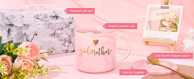 YHRJWN Godmother Proposal Gift, Will You Be My Godmother, Quieres Ser Mi Madrina, Christmas Mothers Day Birthday God Mother Gifts for Women from Godchild, Aunt Gifts, 12 Oz