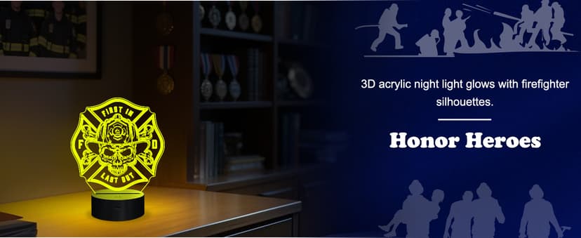 Firefighter Gifts, Fire Fighter Gifts Men, Fireman Night Light with 16 Colors Changing & Timer & Dimmer, Creative Gifts for Birthday, Father's Day, Graduation, Thank you, Xmas for Firefighter, Women