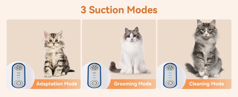 oneisall Cat Vacuum Groomer Quiet, Pet Vacuum Grooming Kit with Clipper Paw Trimmer & Brush, 1.5L Large Dust Cup Pet Vacuum for Shedding, Trimming & Home Cleaning