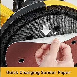 Drywall Sander, 6.5-amp Powerful Electric Drywall Sander with Vacuum, Anto Dust Removal, 7 Variable Speed, 900-1800RPM, Dustless Floor Sander with 26’ Power Cord for Popcorn Ceiling