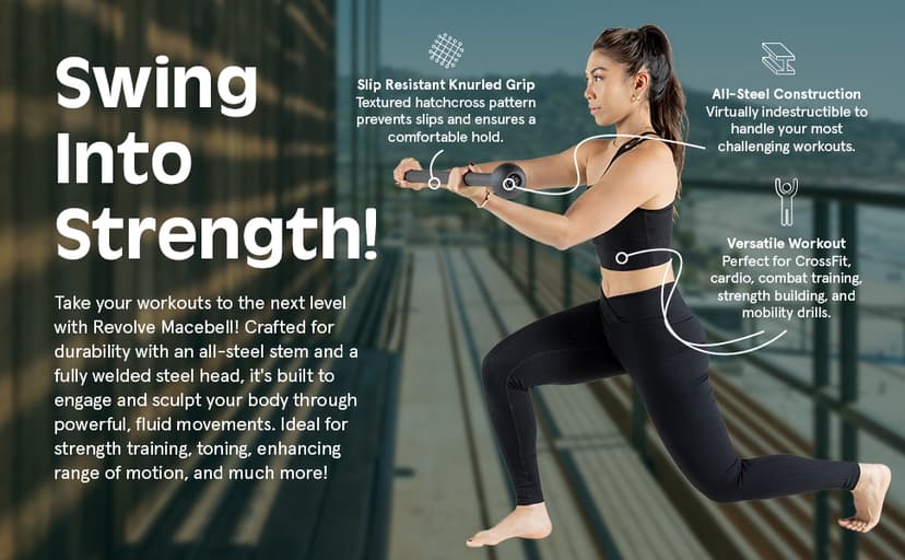 Retrospec Revolve Steel Macebell for Strength Training, Rehabilitation, Stretching, Conditioning and Rotational Training - 5, 7, 10, 15, 20, 30lb Options for Women & Men