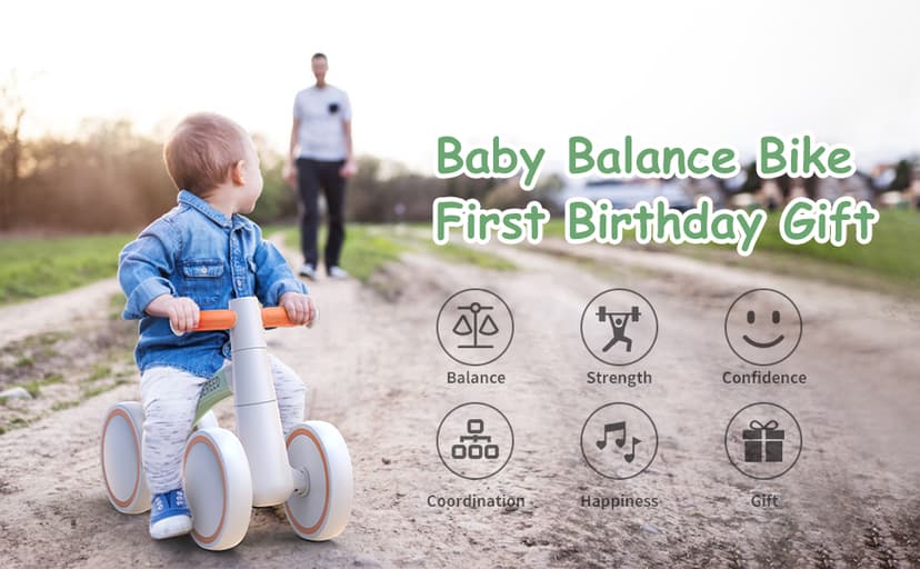 SEREED Baby Balance Bike for 1 Year Old Boys Girls 12-24 Month Toddler Balance Bike, 4 Wheels Toddler First Bike, First Birthday Gifts