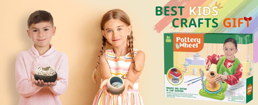 Pottery Wheel for Kids - Complete Pottery Painting Kit Arts and Crafts for Kids Ages 8-12 with 3 Pack Air Dry Clay Art Supplies Toys for Girls Boy Birthday Gift for 6 7 8 9 10 11 12+