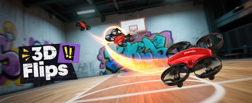 Veeniix V995 Red Mini Drone for Kids and Beginners,Indoor RC Quadcopter Plane with 3D Flips, 360° Rotation, Circle Fly, Auto Hover, Headless Mode, 21Mins 3 Batteries, Gift for Boys and Girls