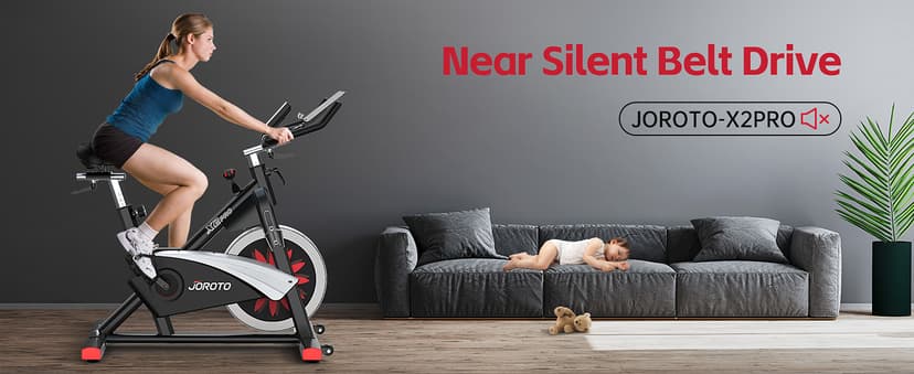 JOROTO Exercise Bike, Magnetic Stationary Bikes for Home with 40LBS Flywheel, App Supported Indoor Bike with 350LBS Weight Capacity, Low Noise,Digital Monitor,Bottle and Tablet Holder