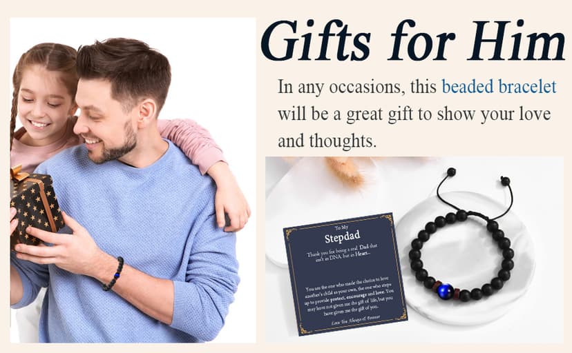 Fathers Day Gift for Dad, Papa, Boyfriend's Dad Bead Bracelet for Birthday, Christmas