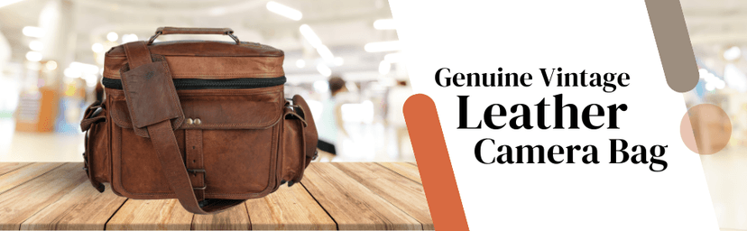 Leather Messenger Bag for Camera - Vintage Shoulder Satchel Camera Bag for DSLR, Canon, Nikon, Fuji Cameras - Travel, Portable Photography Bag