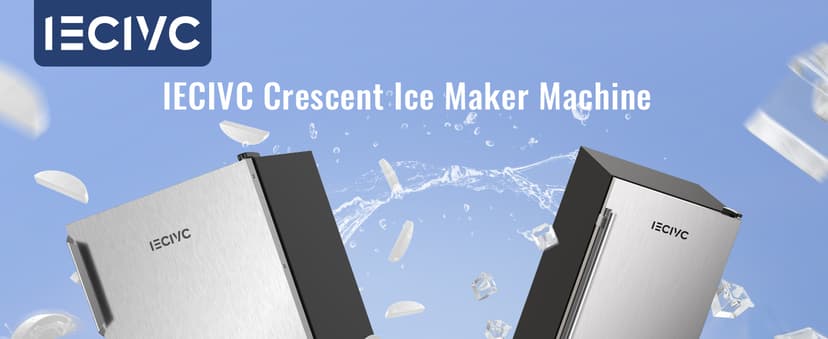 Under Counter Crescent Ice Maker Machine, 15'' W Drainless Built-in Ice Maker, 25 LBS/Day with 22 LBS Storage Bin, Perfect for Commercial Home Bar, No Drain