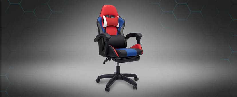 J.M.-Deco Gaming Chair Office Chair-Big and Tall Office Ergonomic Chair with Foot Rest - Comfy Desk Chair with Lumbar Support,Black