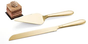 Cake Cutting Set for Wedding, Elegant Cake Knife and Server Set with Thickened Stainless Steel Rounded Edges, Cake Cutter Pie Spatula for Birthday Anniversary Christmas, 2 Pcs, Gold