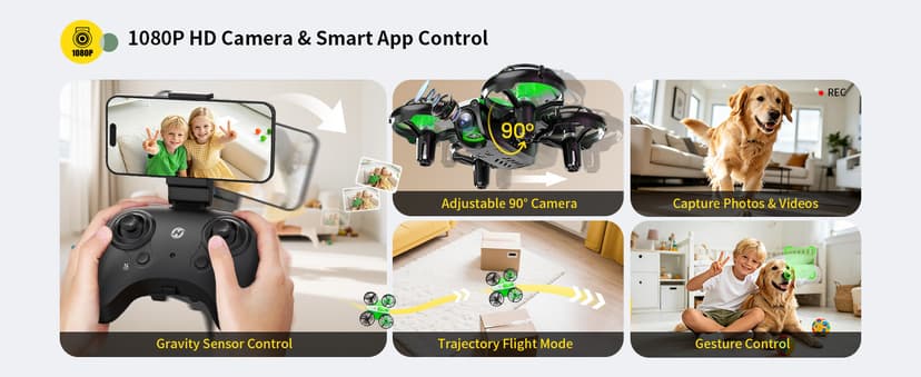 Holy Stone Mini FPV Drone with 1080P HD Camera for Kids & Beginners, RC Nano Quadcopter with Optical Flow Hover, Gesture Control, 3D Flips, 3 Batteries, Great Gift Toy for Boys and Girls, HS210P Green