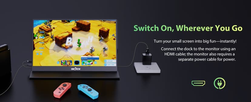 InnoView Portable Monitor, 15.6 Inch FHD 1080P HDMI USB C Second External Monitor for Laptop, Desktop, MacBook, Phones, Tablet, PS5/4, Xbox, Switch, Built-in Speaker with Protective Case