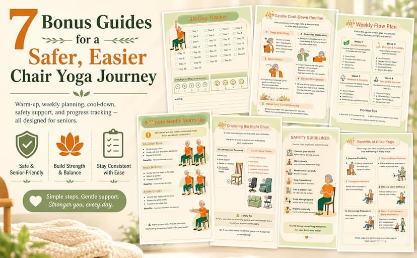 Chair Yoga for Seniors Over 60 Book & Chart – 30-Day Challenge, Gentle Seated Yoga Guide, Chair Yoga for Weight Loss & Flexibility, Senior Chair Exercises for Women & Men, 8.5x11" Book on Chair Yoga B0FPMT82TX
