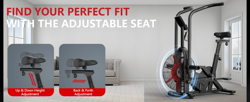 Air Bike, Wenoker Exercise Bike Air Resistance Stationary Bike for Home, Indoor Bike with Dual Action Handlebars, APP Connection Customizable Monitor