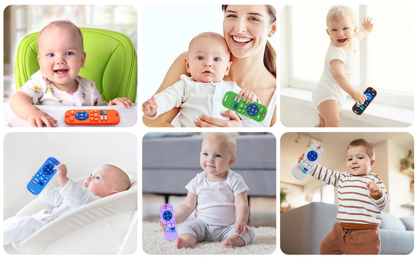 Hooku 2 Pack Silicone Teething Toys for Babies 0-6 Months, Teethers for Babies 6-12 Months, Remote Teether for Baby, Sensory Toys for Babies, Baby Chew Toys KLW8808