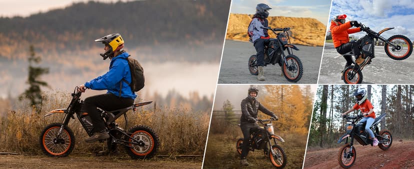 Windone RM7 Electric Dirt Bike for Teens & Adults, 2200W Peak Ebike, 48V 22.5Ah, 37MPH & 45-Mile Electric Motorcycle, 14"/12" Off-Road Tire E-Bike, Dual Hydraulic Brakes, Full Suspension, Fit Age 13+