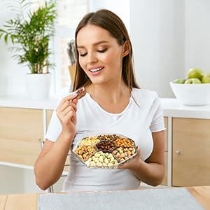 Holiday Nuts gift Basket - Delicious Mixed Cravings Gourmet Collection, Features 7 Sectional Platter with Freshly Roasted Nuts, Christmas Gift Basket for Men and Women.