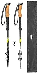Cascade Mountain Tech Lightweight Aircraft-Grade Aluminum Trekking Poles with Extended Down Grip Plus Tip Kit