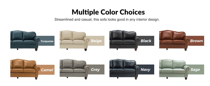 The support you need Classic 3-Seater Sofa with Premium Leather Upholstery, Stylish & Comfortable Sofa for Living Room or Office, Easy to Maintain & Long-Lasting Camel