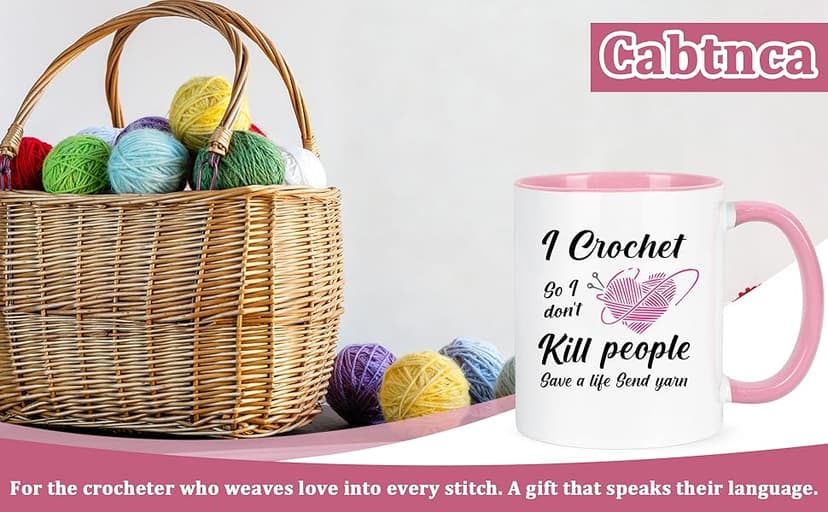 Cabtnca Crochet Gifts for Crocheters, I Crochet So I Don't Kill People Funny Mug - 11Oz, Christmas Birthday Knitting Gift for Knitters Crocheters Office & Home Use