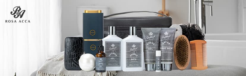 Father's Day Bath and Body Gift Basket for Men and Women, 23pcs Charcoal Luxury Home Spa Kit for Mother in Cosmetics Leather Bag, Face Oil, Birthday Gift, Self Care, perfect for Christmas, Holiday