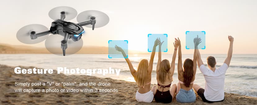 Drone with Camera - Drone with Screen on Controller for Beginners, Foldable Remote Control Quadcopter with Gesture Control, 3D Flip, One Key Start, Emergency Stop, 2 Batteries, Easier to use