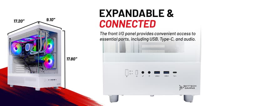 Skytech Azure Gaming PC Desktop, Ryzen 7 9700X 3.8 GHz (5.5GHz Turbo Boost), NVIDIA RTX 4060 8GB GDDR6, 2TB SSD, 32GB DDR5 RAM 6000 RGB, 650W Gold PSU, 360mm ARGB AIO, Wi-Fi, Win 11 Home