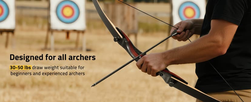 CVLIFE 62" Recurve Bow and Arrow Set for Adults and Hunter,30lb-50lb Right Hand Wooden Takedown Hunting Recurve Bow,for Beginners to Advanced,Outdoor Hunting and Target Practice