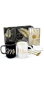 Triple Gifffted Mr Right Mrs Always Right Coffee Mugs Gifts Ideas for Couples, Wedding Anniversary, Engagement, Christmas, His & Hers, Bride and Groom, Parents, Newlyweds Bridal Shower, Ceramic 380ml