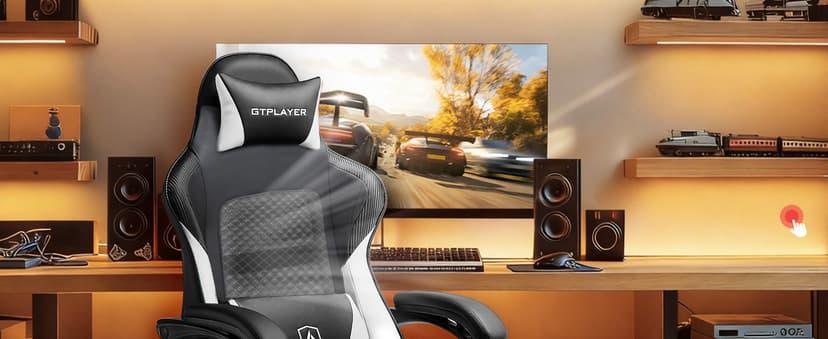 GTPLAYER Gaming Chair, High Back Leather Computer Gaming Chair with Footrest, Ergonomic Height Adjustable Office Chair with Removable Cover and Lumbar Support for Gaming and Work (WT)