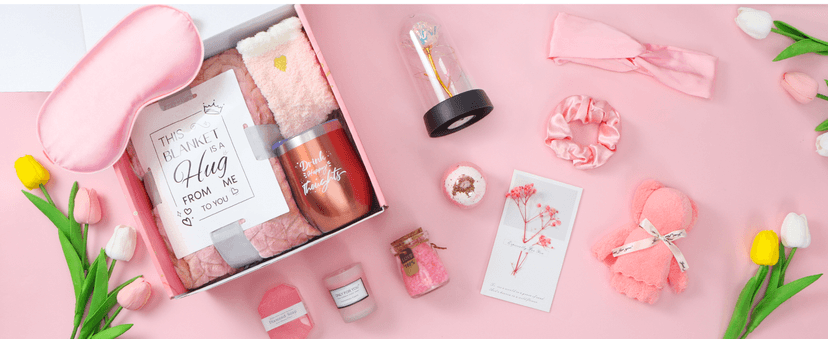 with Luxury Flannel Blanket, Light-up Rose Flower - Unique Self Care Gift Basket for Mom, Wife, Friends Birthday and Get Well Gifts for Women - Relaxing Spa Care Package B0DCN225F9