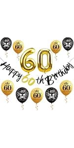 Zirtorei 60th Birthday Decorations for Men, 21pcs Vintage 1965 Banner Party Supplies, Black Gold 60 Year Old Birthday Backdrop, 60 Birthday Honeycomb Centerpiece Hanging Swirls Balloon Sash Gifts