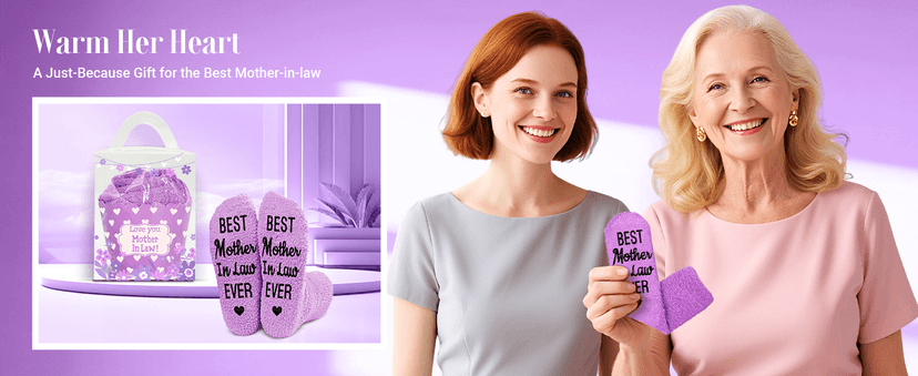 HAPPYPOP Gifts for Mother in Law - Mothers Day Socks Keychain with Greeting Card, Mom in Law Birthday Gifts Christmas Stocking Stuffers