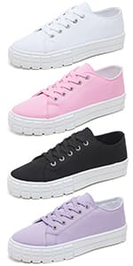 SERNIAL Womens White Tennis Shoes PU Leather Sneakers Casual Walking Shoes for Women