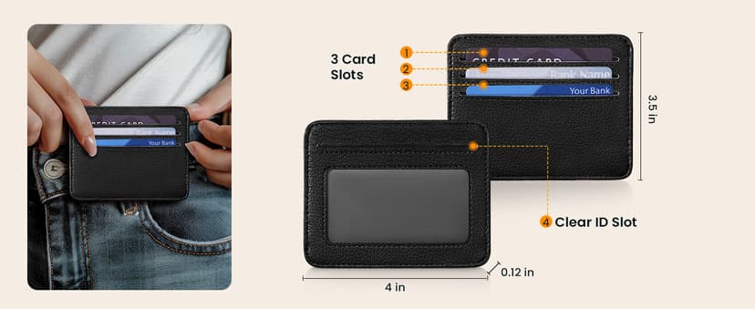 Mayski Credit Card Holder for Women Minimalist Wallet, RFID Blocking Wallets Card Cases, Small Wallets with ID Window for Women Men, Black