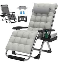 ZENPETIO Oversized Zero Gravity Chair, 33In XXL Zero Gravity Recliner Lounge Chair, Anti Gravity Chair for Indoor and Outdoor, Reclining Camping Chair for Lawn and Patio w/Cushion and Footrest, 500LBS